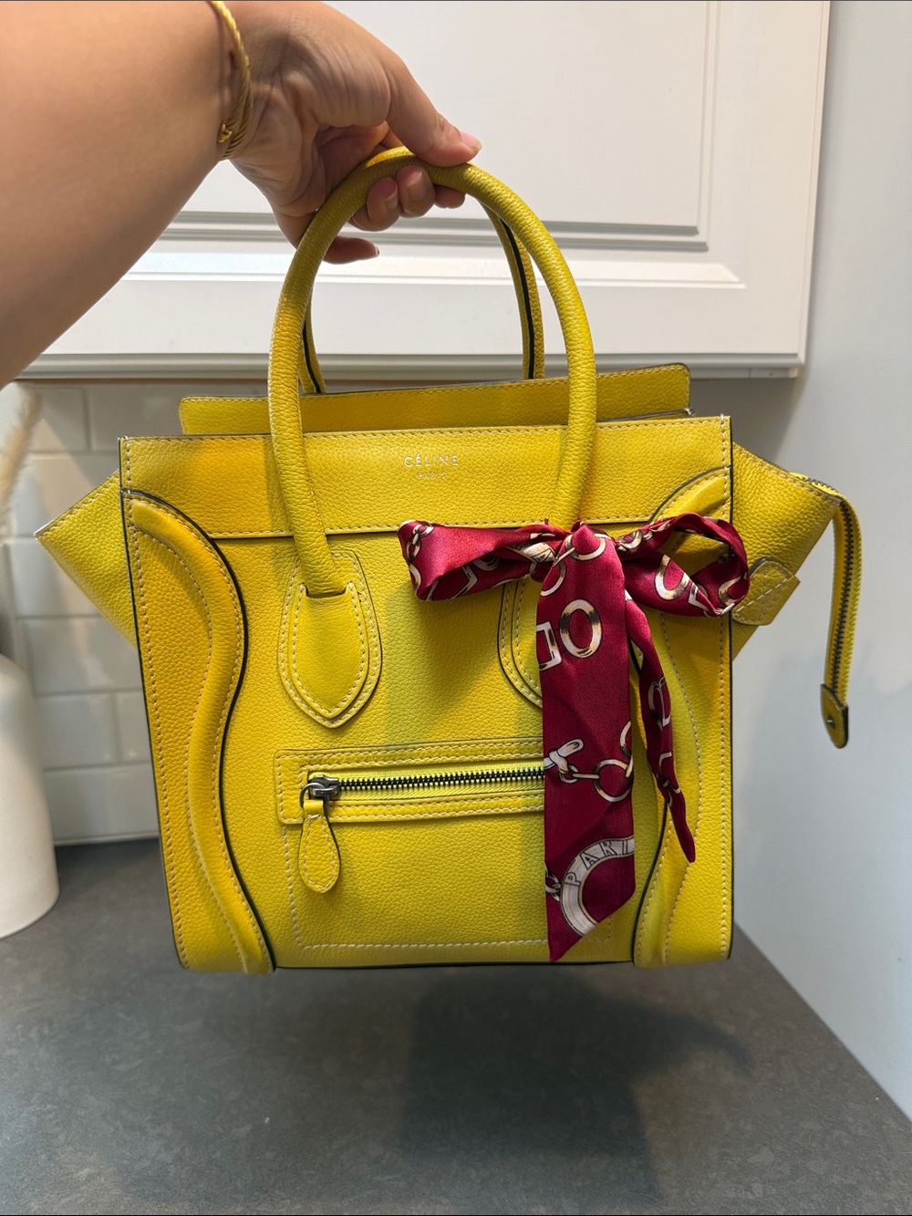 CELINE Mini Luggage Tote Bag Neon Yellow